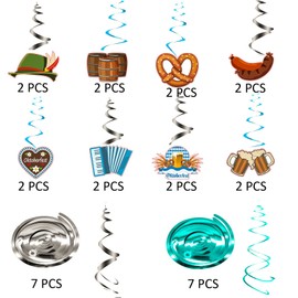 Oktoberfest Decoration Set, Oktoberfest Ceiling Hanger, Swirl Spiral Garland for Bavarian Decoration, Oktoberfest Party, Bavarian Decoration, Pack of 30