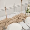 LLMSIX Cheesecloth Table Runner 35×118inch Boho Creamy White Winkled Gauze