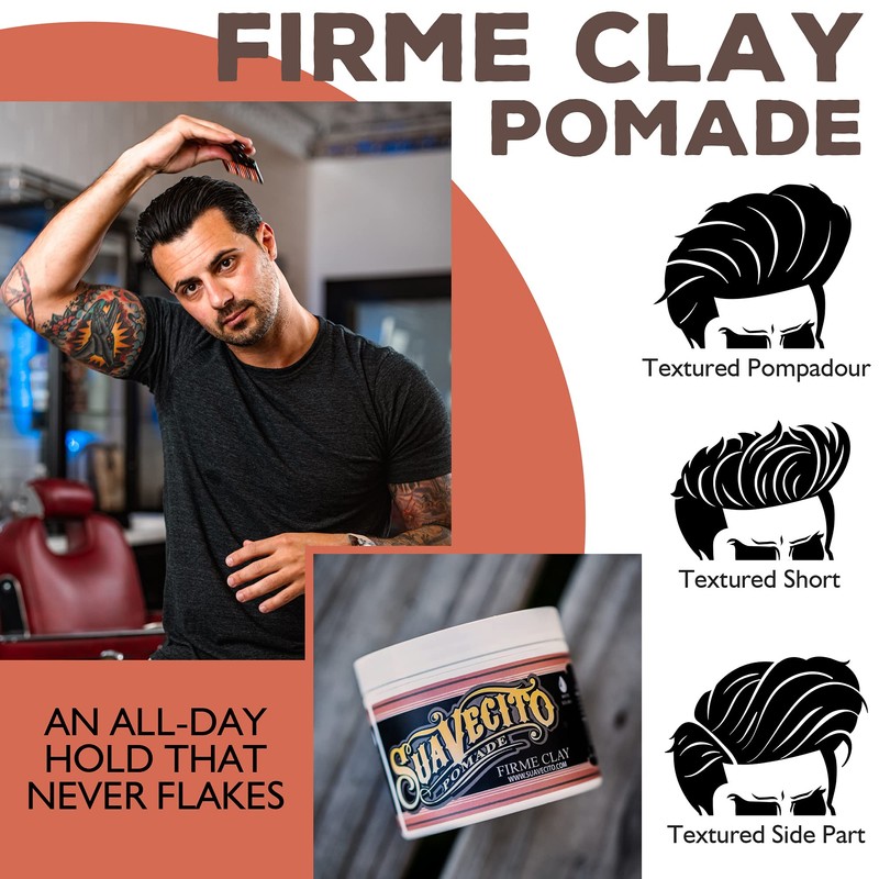 Suavecito Pomade Firme Clay 4 oz, 2 Pack - Strong