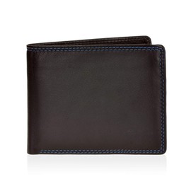 Pavia Leo Mens Soft Leather Bi-fold Wallet RFID (Black/Blue)