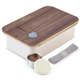 Modaniam Stainless Steel Leak-Resistant Bento Lunch Box For Adults, Sustainable, Plastic Free, Meal Prep Container, Microwave Safe (Bottom container); 44oz (Vanilla), Bamboo Lid