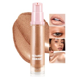 Boobeen Flüssiger Highlighter Makeup, Schimmer Creme Flüssig Illuminator Kontur für Gesicht und Körper, Smooth Glow Natürlich aussehende wasserdichte Flüssigkeit Highlight Aufhellung Make Up