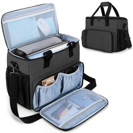 CURMIO Portable Printer Carrying Case Compatible with HP Tango/Tango X, OfficeJet 200/250, Wireless Mobile Printer Bag with 15.6” Laptop Sleeve and Accessory Pockets for Power Cable and Cartridges