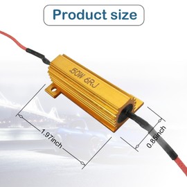 ZKFAR Pack-2 50W 6 Ohm Load Resistors, Load Resistors, Aluminum Case Resistor, for Fix LED Bulb Fast Hyper Flash Turn Signal Blink Error Code (Gold)