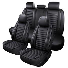 MINGBRON Car Seat Covers Full Set, Seat Covers for Cars, Black Car Seat Cover, Car Seat Protector Waterproof, Nappa Leather Car Seat Cushion, Car Seat Covers Front Seats and Back Fit for Most Cars