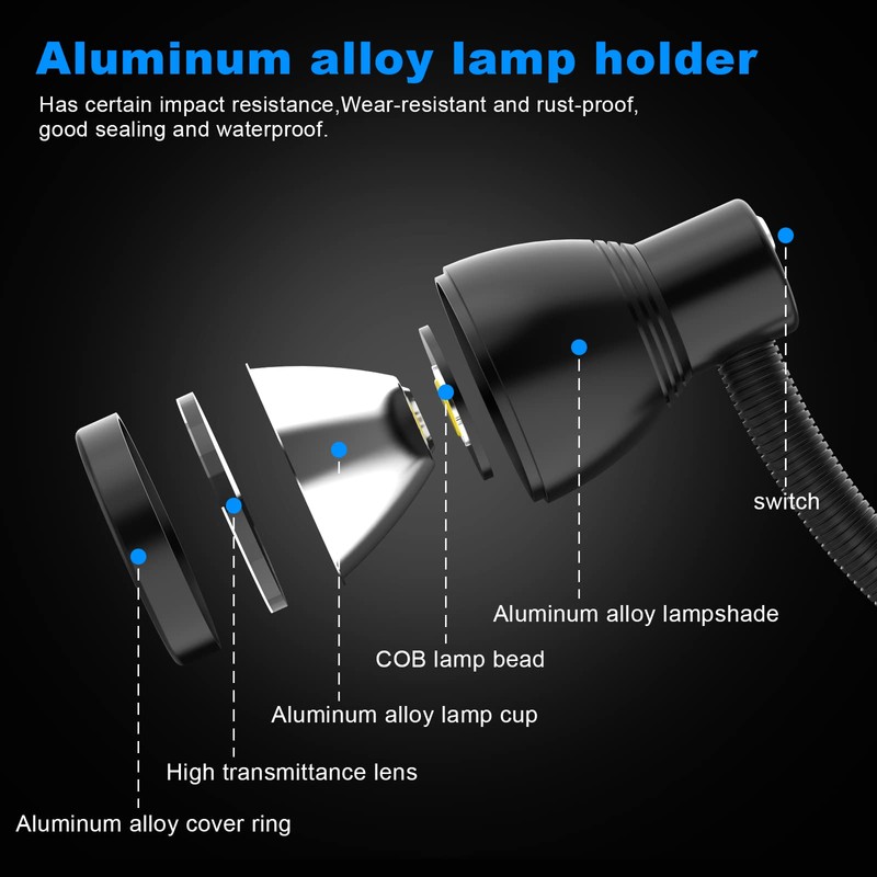 Flexible Work Light, 12W Machine Light, 1200 Lumen Flexible Work