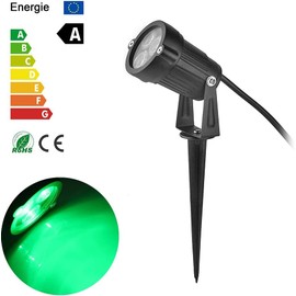 OurLeeme 3 * 3W LED Lawn Garden Flood Light US Plug Yard Patio Path Spotlight Lamp with Spike Waterproof Green Light AC 85-265V