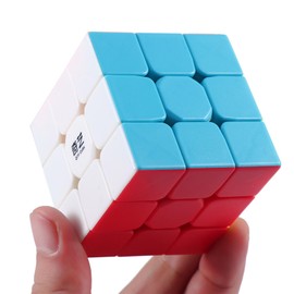 QYTOYS Speed Cube 3x3X3 Magic Cube Puzzle Toy,Full Size 2.2'' Advanced Version,Brain Teaser Cubes,Easy Turning & Smooth Play Durable Puzzle Cube Toy Stickerless ABS-Colour Cube