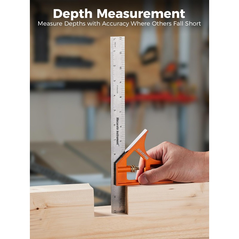 Mecurate 7-Inch Rafter Square and 12-Inch Combination Square Set, Precise