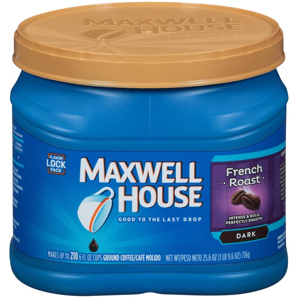 Maxwell House Dark Roast French Roast Ground Coffee, 25.6 oz. Canister