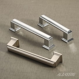 Alzassbg 6 Pack Brushed Satin Nickel Cabinet Pulls, 3-3/4 Inch(96mm) Hole Center Cabinet Handles Kitchen Pulls for Cabinets and Drawer AL3071SN
