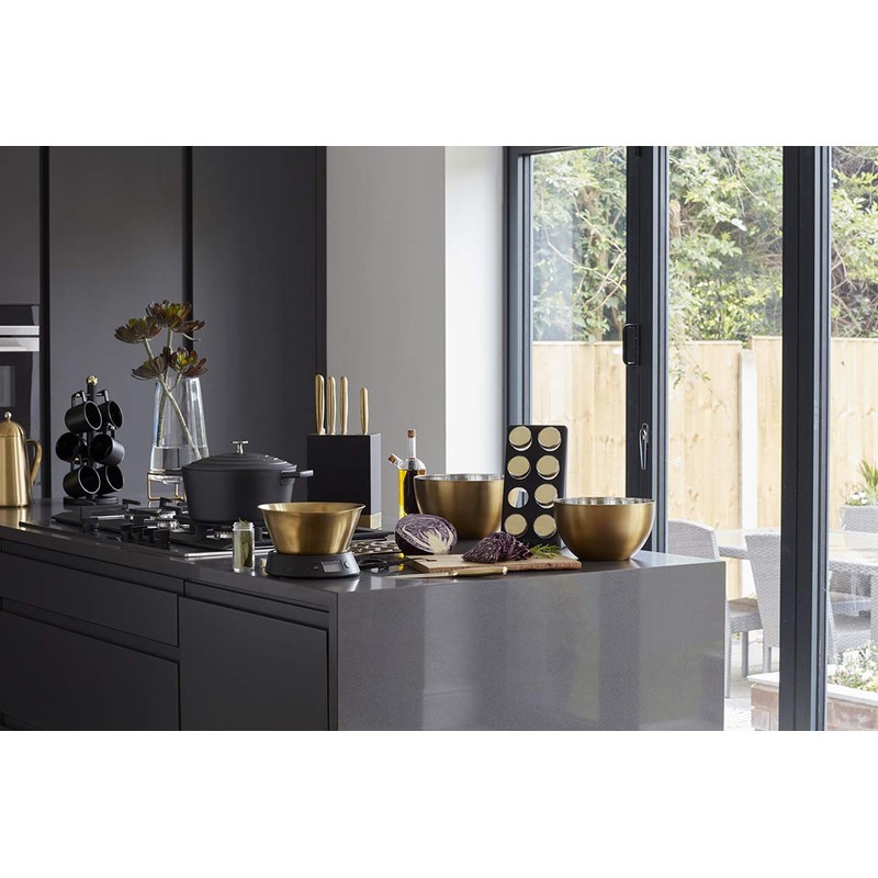 MasterClass MCBRSCOL Stainless Steel Colander, Matte Black/Brass-Effect, 25 cm