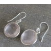 Rose Quartz Round Shape Sterling Silver Drop Dangle Earrings -