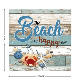 Nautical Beach Ocean Theme Underwater Crab Backdrop Wall Art Lettering Wall Stickers Turtle Sea Life Seaturtle Seahorse Self-Adhesive Wall Stickers for Teen Room Nursery Bathroom Trucks Vinyl