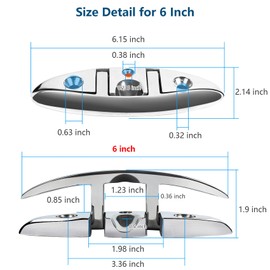Boat Cleat Folding 4-1/2", Dock Cleat Flip Up 2 Holes 316 Stainless Steel, Folding Boat Cleat with Fasteners and Back Plates for Dock Lines Mooring Accessories (4 Pack)