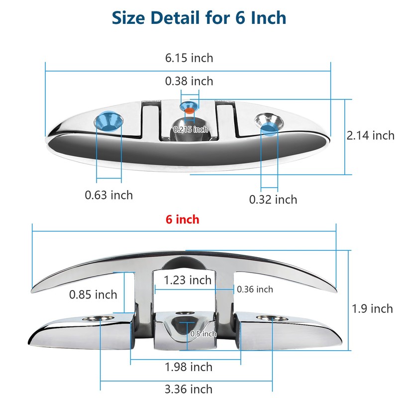 Boat Cleat Folding 4-1/2", Dock Cleat Flip Up 2 Holes