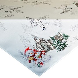 matches21 Tablecloth Robina Snowmen Dog Winter Print Home Textiles Table Cloth Colourful Poly 1 Piece 85 x 85 cm