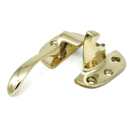 Antique Ice Box Latch, Solid Brass Left Hand 3/8" Offset Ice Box Latch in Non Lacquered Brass, Reproduction of Antique Ice Box Hardware, Beautiful Cabinet Latch Boat Cabinet Latch