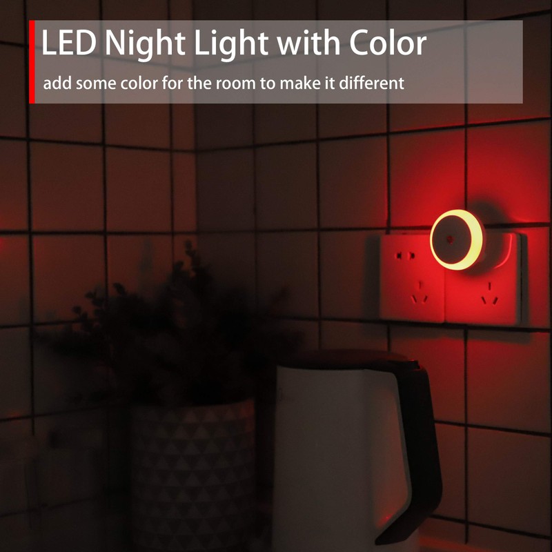 LED Night Light, Red, Small Night Light with Plug, Twilight