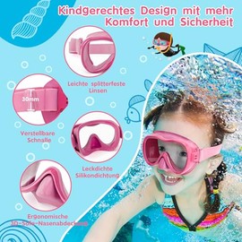 anteojos de natación para niños, máscara de snorkel, máscara de buceo, anteojos de natación con cubierta de nariz y correas elásticas anchas con bolsa