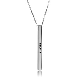 Dolceoro OHANA, Inspirational Mantra Necklace Vertical Bar Pendant, 316L Surgical Stainless Steel