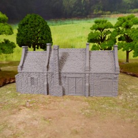 QP3D - Stone House Model Terrain, Wargaming Scenery for Tabletop 15mm Scale, 16-20 Century Medieval European Building for RPG 2WW and Railway Modelling, 3D Paintable (15mm)