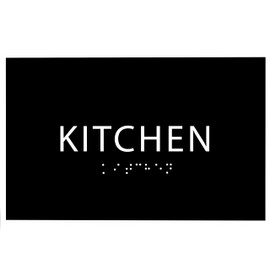 ADA CENTRAL SIGNS - 6" X4" Kitchen Sign - ADA Compliant Tactile Graphics Grade 2 Braille Text Launch, Break Room Sign| Cookhouse, Mess Plastic Wall Signs for Offices, Hotels, Schools, and Restaurants