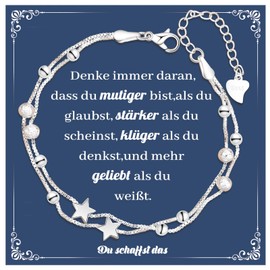 CheersLife Silver Women's Star Pearl Bracelets, Sometimes Forget You That You Are Fantastic, Inspirational Bracelet, The Birthday Gift for Friends, Daughters, Mother, Colleagues, Women, Silver