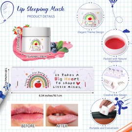Linyuthia 4 Pcs Teacher Appreciation Gifts Lip Sleeping Mask Set Teacher Christmas Lip Mask Overnight for Women Balm Deep Hydrating Birthday Gifts Thank You
