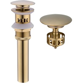 GORDEE Bathroom Vessel Sink Pop Up Drain With Detachable Garbage Basket, Anti-Explosion Anti-Clogging Drain Strainer With Overflow, Fit for US Standard Drain Hole (1.57-1.9 inches), Brushed Gold