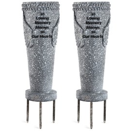 MIBUNG 2 Pack Cemetery Grave Flower Vase, Angel Wings Vase with Ground Spikes for Fresh/Artificial Flowers, Gravestone Gravesite Headstone Cemetery Decorations, Memorial Gifts for Loss of Loved One