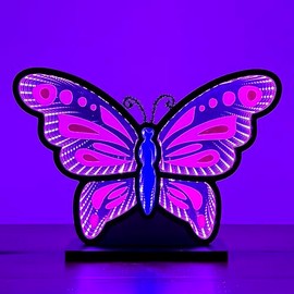 Elumina Decor - Butterfly Infinity Mirror Night Light - LED Butterfly Nightlight for Kids - USB-Powered with Dimmer Switch - 3D LED Infinity Light - Bedroom Decor for Boys, Girls & Teens - 12" x 13"