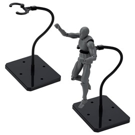 FINGERINSPIRE 2 Sets Action Figure Display Stands with Adjustable Snake Bones 93x73x250mm Black Plastic Minifigures Display Stands with Rectangle Base for HG RG SHF Action Figures Models