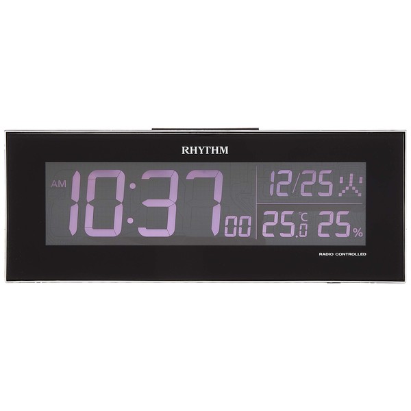RHYTHM 8RZ173SR02 Alarm Clock, Radio Clock, Gradient LED, 365 Color Display, AC Power, Black, Iloria