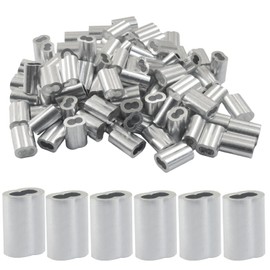BokWin 1/8 Inch (3mm) Aluminum Cable Crimp Sleeves, 120-Pack