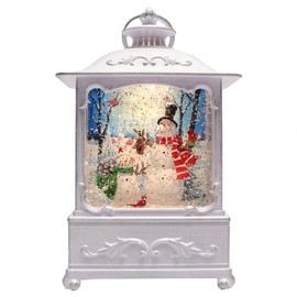 Christmas by Roman Inc., Confetti Lites Collection, 9" H LED Swirl Confetti Light Snowmen Lantern, Lantern, Snow Globe, Holiday Home Décor, Santa, Cardinal, Nutcracker, Snowman, Reindeer (5x5x9)