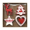 Robelli Pack of 8 Assorted Red & White Wooden Christmas