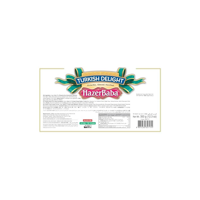 Hazer Baba Turkish Delight Candy Mixed, Gourmet Snacks Box Gift,