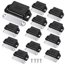 30LB Magnetic Door Catch Jiayi Plastic Cabinet Magnets Drawer Closure Hardware Screws in for Kitchen Cupboard Magnetic Closures Closet Wardrobe Closure (Black, 12 Pack)