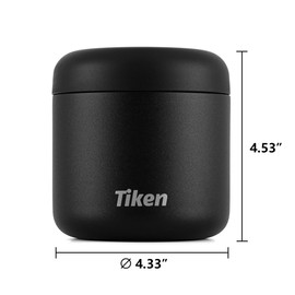 Tiken Airtight Coffee Canister Compact Size for Outdoors - Double Wall Stainless Steel, UV Blocking, Switchable to Food Storage Container 480ml Black