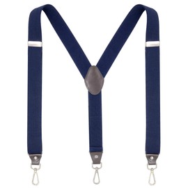 Ausukler Men's Braces Extra Strong 3.5 cm Wide with Rotating Hooks and Elastic Straps Y-back for Jeans, navy