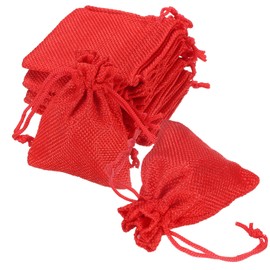 uxcell 20 Pcs Burlap Bags with Drawstring, 2.8 x 3.5 Inch Favor Sacks Bag Jewelry Pouches for Christmas Thanksgiving Birthday Wedding Party Gifts Bags, Red