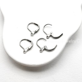 Ny6design Stainless Steel Leverback Earring Findings – 4pcs Plain Ear Wires w/ Open Ring