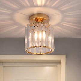 Vinilky Modern Crystal Chandelier Ceiling Light, Flush Lighting Fixture Ceiling Lamp for Kitchen, Living Room, Bedroom,Hallway