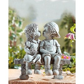 Gojoquanzhou First Kiss Resin Outdoor Statue Decorative, Puppy Love Kiss Couple Love Garden Sculpture for Yard Patio Garden Path Outdoor Decorative Wedding Gift