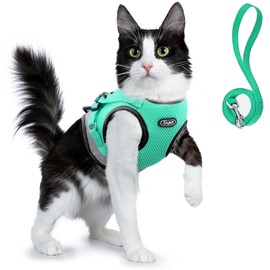 Supet Cat Harness and Leash Set - Soft Mesh Adjustable Cat Vest Harness with Reflective Strap for Walking Cat and Puppy Rabbit