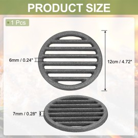 PATIKIL Cast Iron Fireground Grill, 12cm Round BBQ Grill Plate Replacement Heat Resistant Charcoal Plate Fireground Grill 6 Slot Grill Barbecue Accessories