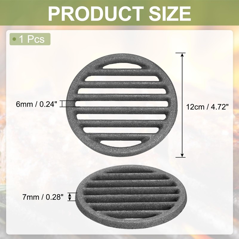 PATIKIL Cast Iron Fireground Grill, 12cm Round BBQ Grill Plate