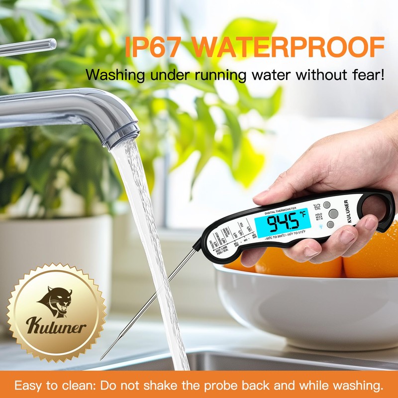 KULUNER TP-01 Waterproof Digital Instant Read Meat Thermometer with 4.6