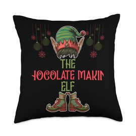 Santa's Workshop Mistletoe Manager The Chocolate Making Elf Holidays Favorite Worker Throw Pillow, 18x18, Multicolor